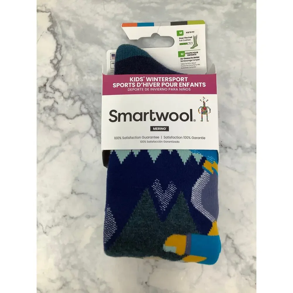 Smartwool Kids Medium Twilight Blue Wintersport OTC Merino Wool Socks OS26-25